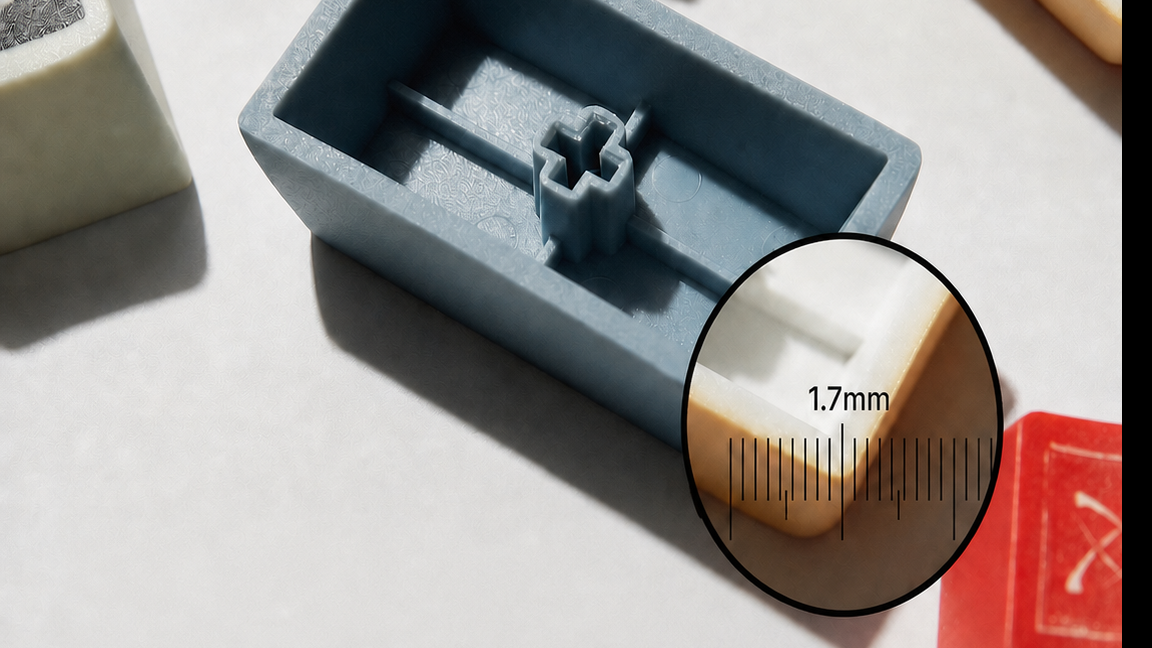 1.7 mm keycap wall thickness and MX-style stem structure