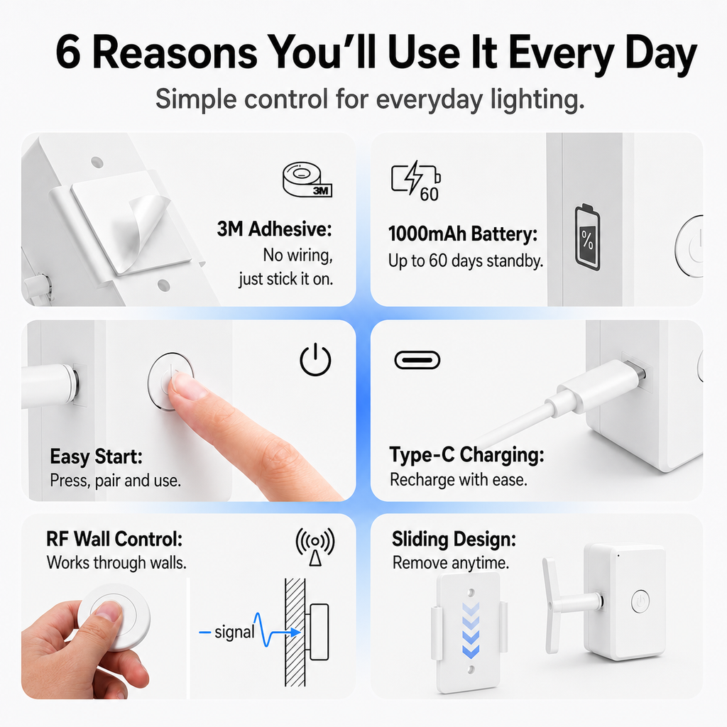 Simposwitch remote light switch for everyday lighting convenience