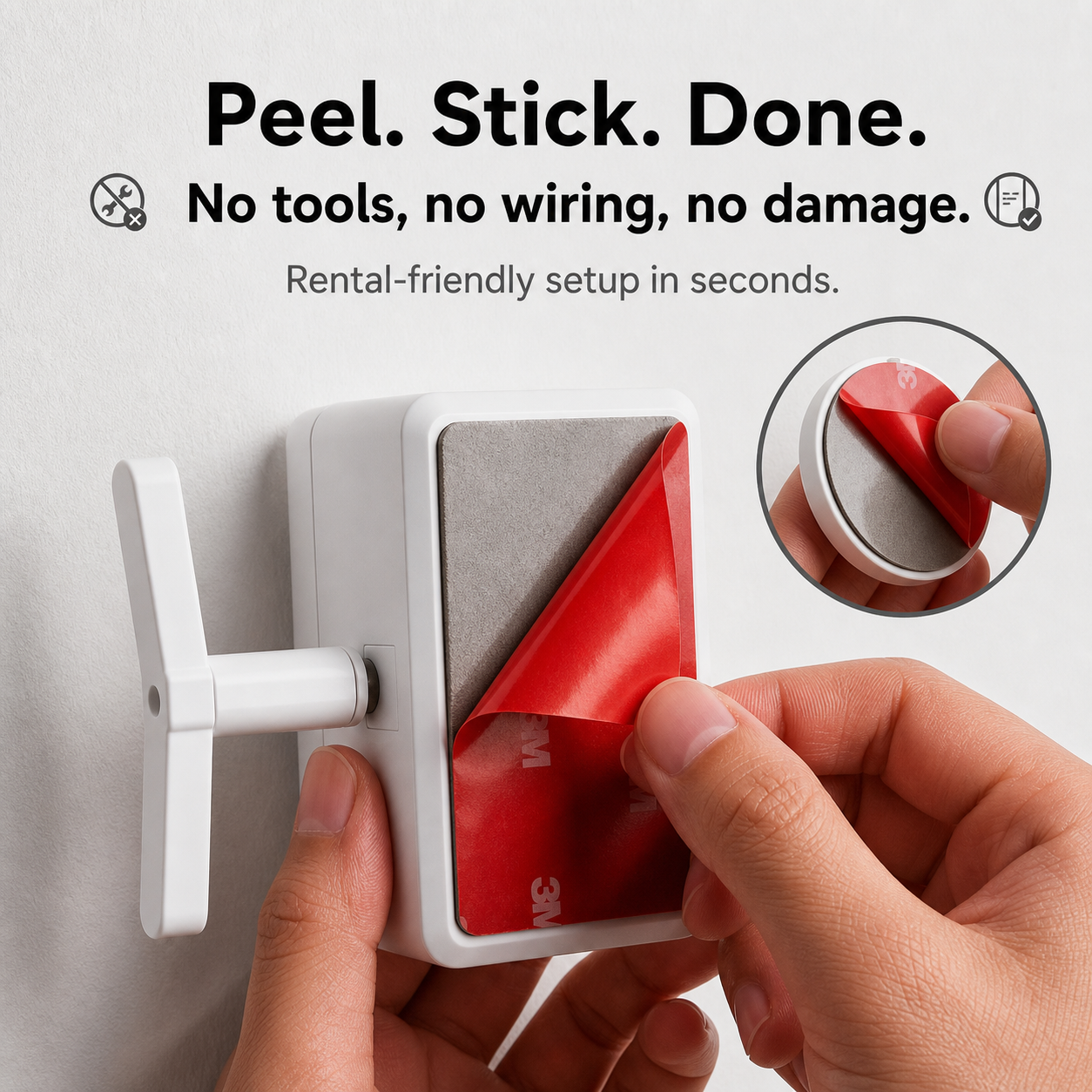 Install Simposwitch by peel-and-stick mounting on an existing switch