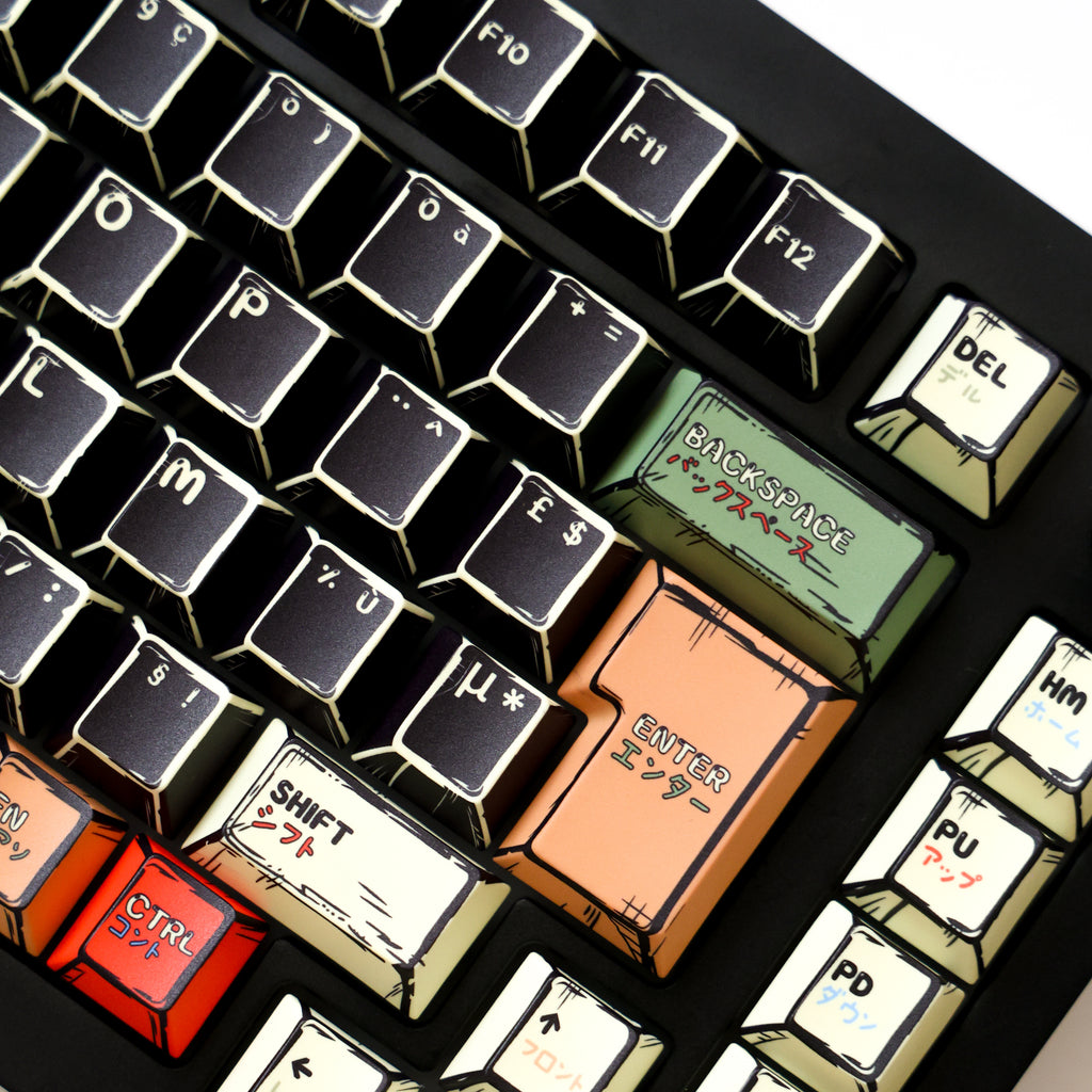 GOZILLA-KEYCAPS AZERTY/QWERTY, Compatible pour ISO&ANSI, 143 Keys PBT,Profil Cherry, Adapt MX Switch, FR/EN/DE/ES