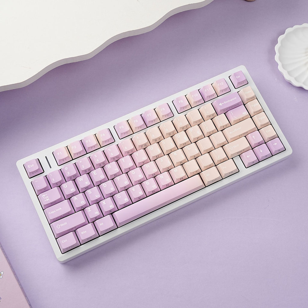 Taro Paste Double-shot Shine-through PBT Cherry Profile Full Keycap Set R (AZERTY) / DE (QWERTZ) / ES / Korean / Russian · Compatible ISO & ANSI