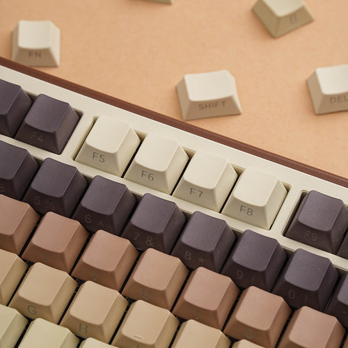 COFFEE Double-shot Shine-through PBT Cherry Profile Full Keycap Set DE (QWERTZ) / ES / FR (AZERTY) / Arabic / Japanese ·Compatible ISO & ANSI