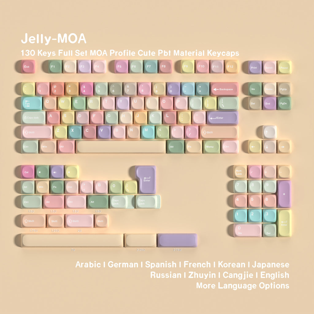 Jelly MOA PBT Dye-sub Keycap Set DE (QWERTZ) / FR (AZERTY) / ES /  Compatible ISO & ANSI · Split Spacebar Support