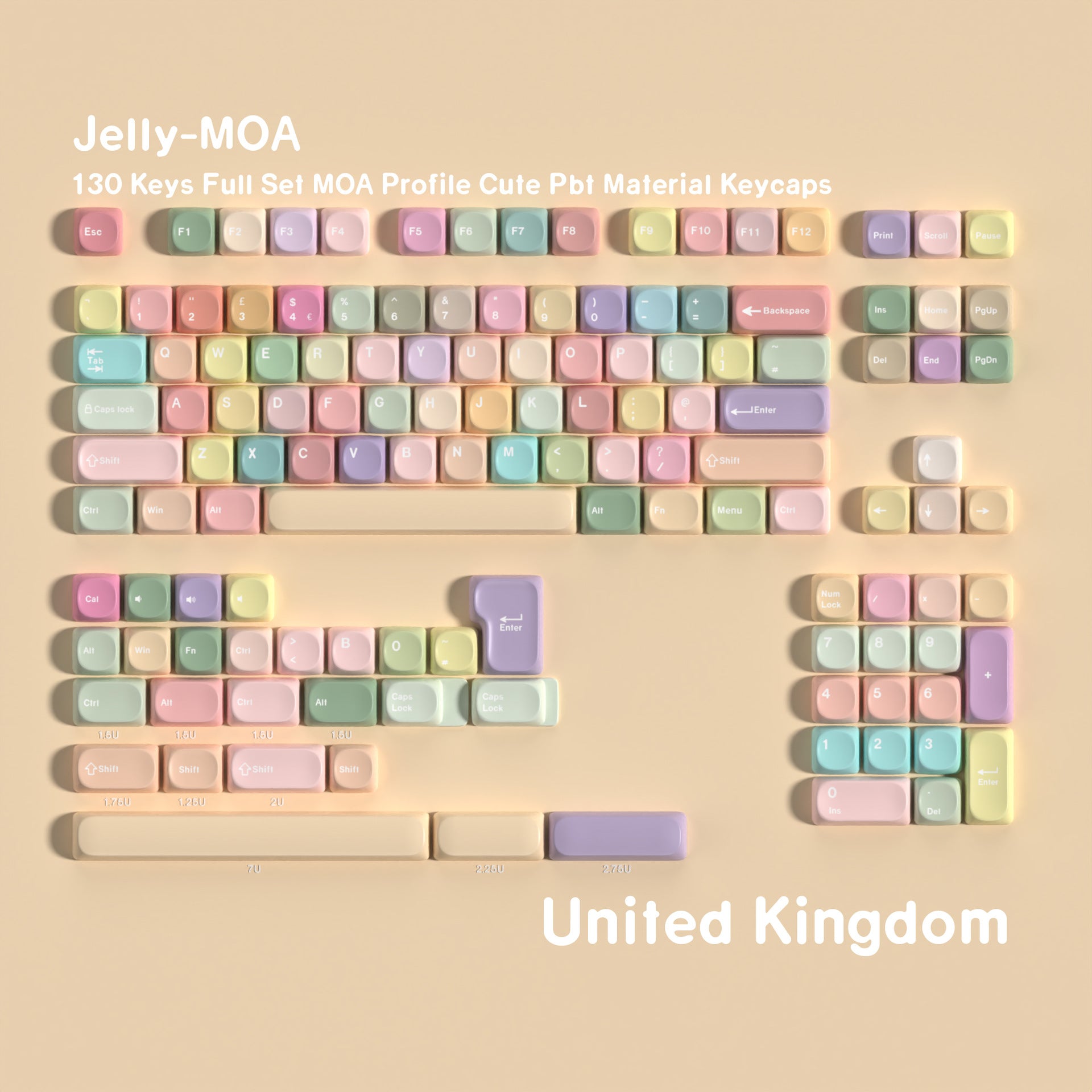 Jelly MOA PBT Dye-sub Keycap Set DE (QWERTZ) / FR (AZERTY) / ES /  Compatible ISO & ANSI · Split Spacebar Support