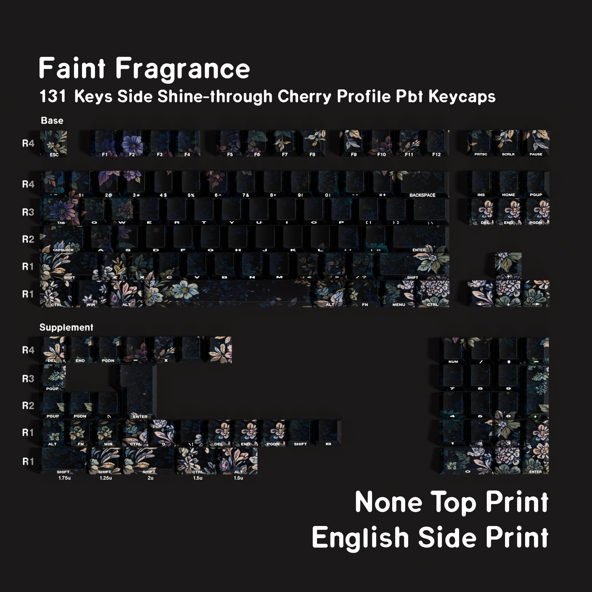 Faint Fragrance Double-shot Shine-through PBT Cherry Profile 131-key Keycap Set DE (QWERTZ) / ES / FR (AZERTY) / Zhuyin · Compatible ISO & ANSI
