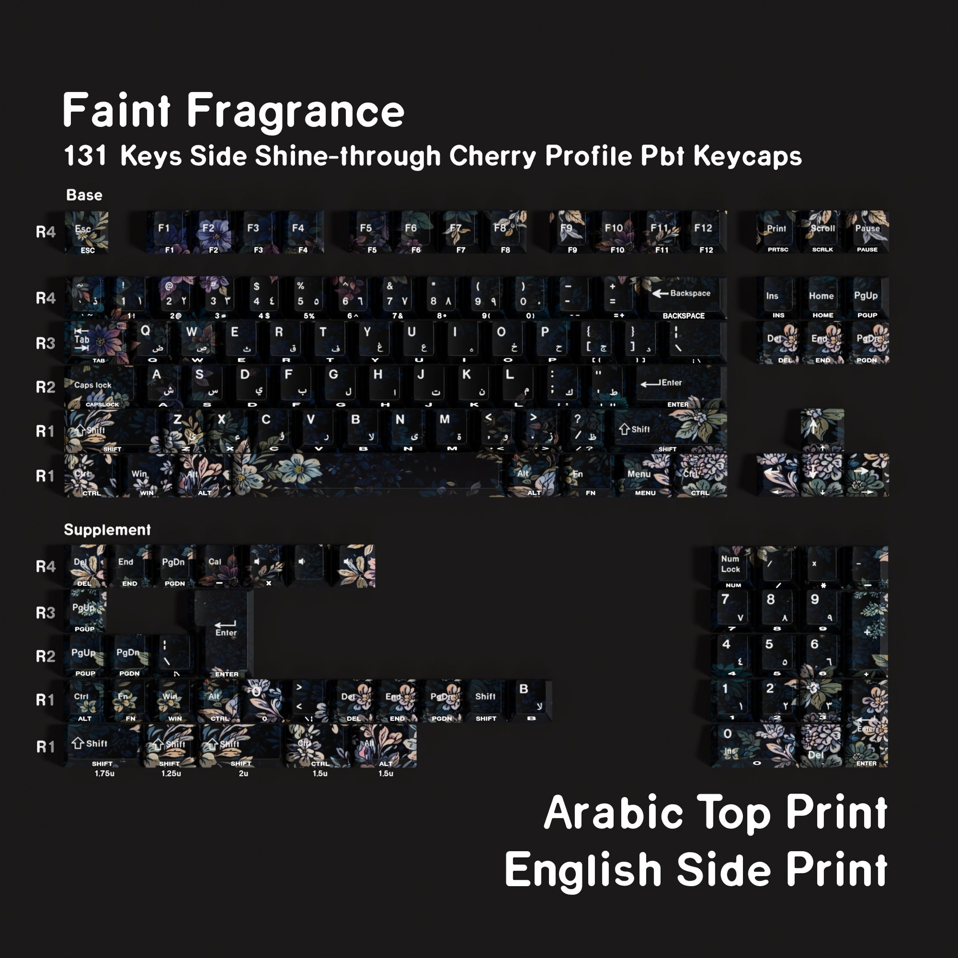 Faint Fragrance Double-shot Shine-through PBT Cherry Profile 131-key Keycap Set DE (QWERTZ) / ES / FR (AZERTY) / Zhuyin · Compatible ISO & ANSI