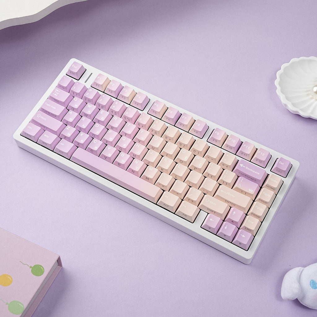 Taro Paste Double-shot Shine-through PBT Cherry Profile Full Keycap Set R (AZERTY) / DE (QWERTZ) / ES / Korean / Russian · Compatible ISO & ANSI