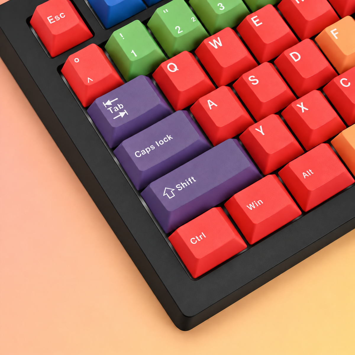 Beti German QWERTZ keycaps, close-up of left-side legends and modifier keys