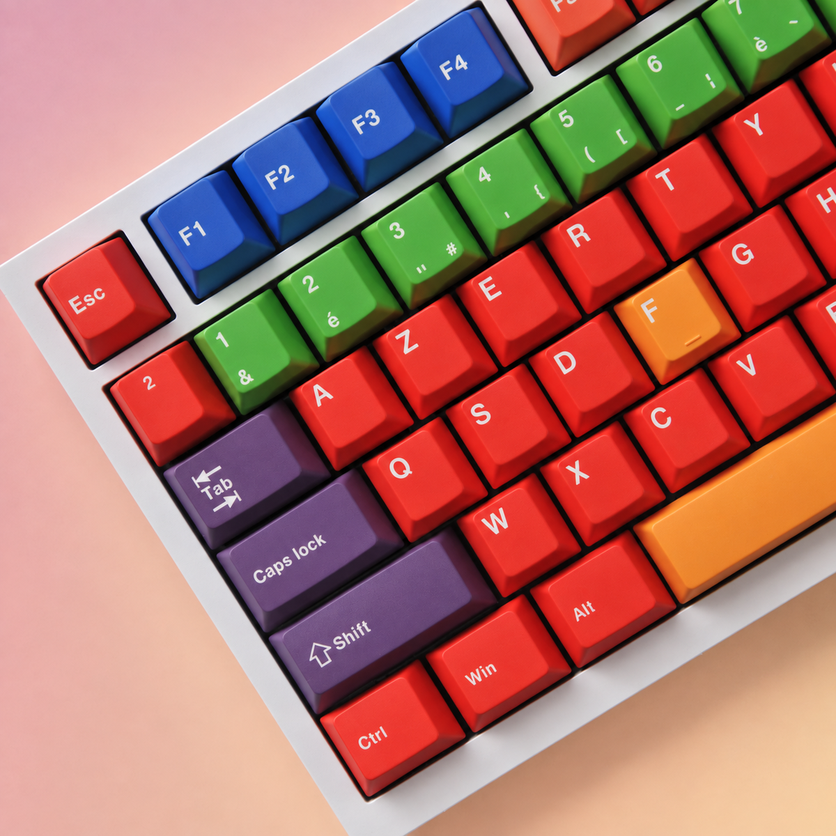 Beti French AZERTY keycaps, left angle detail