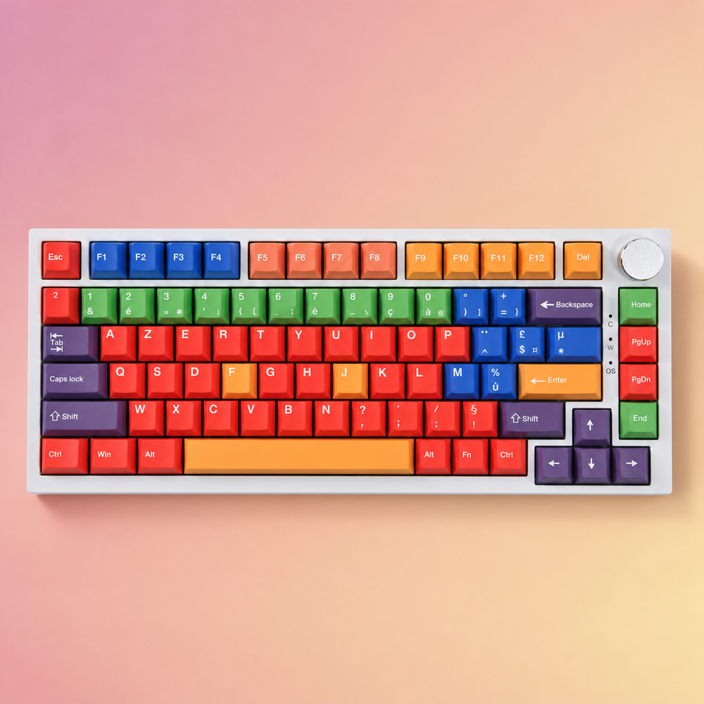 Beti French AZERTY keycaps, full keyboard front