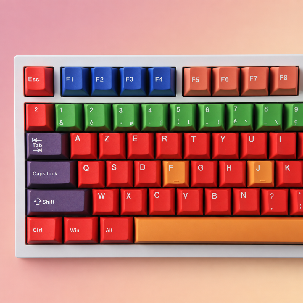 Beti French AZERTY keycaps, center left detail