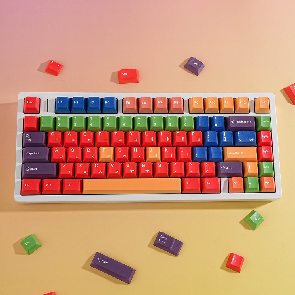 Beti 143-key multilingual Cherry profile PBT keycap set on keyboard