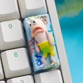 Tired fish 2U keycap installed on a white keyboard