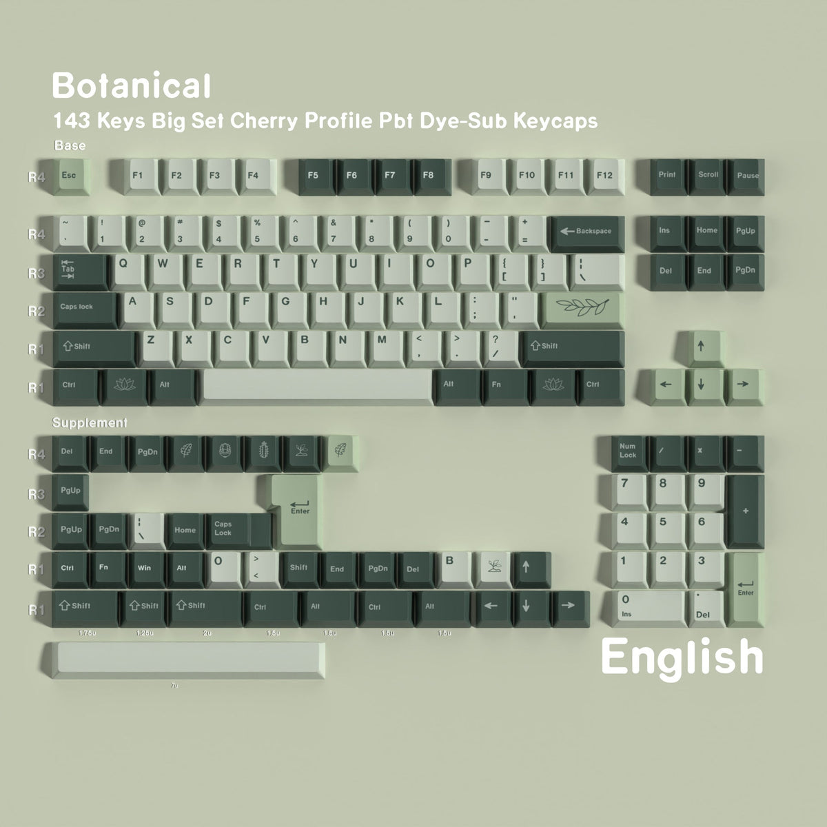 SIMPOCUBIC Botanical Dye-sub PBT Cherry Keycap Set English layout option