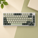 Botanical German QWERTZ keycaps, full keyboard top view