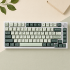 Botanical French AZERTY keycaps, full keyboard top view