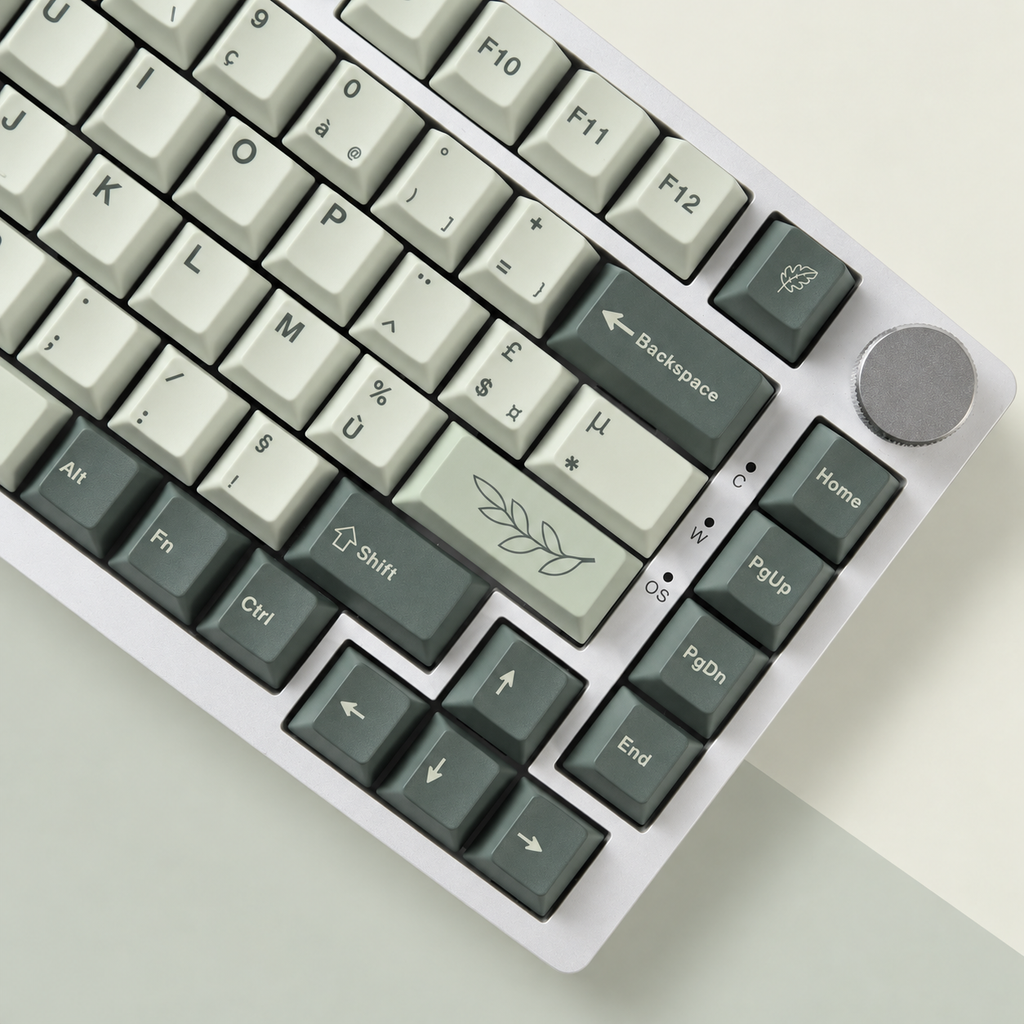 Botanical French AZERTY keycaps, right angle knob