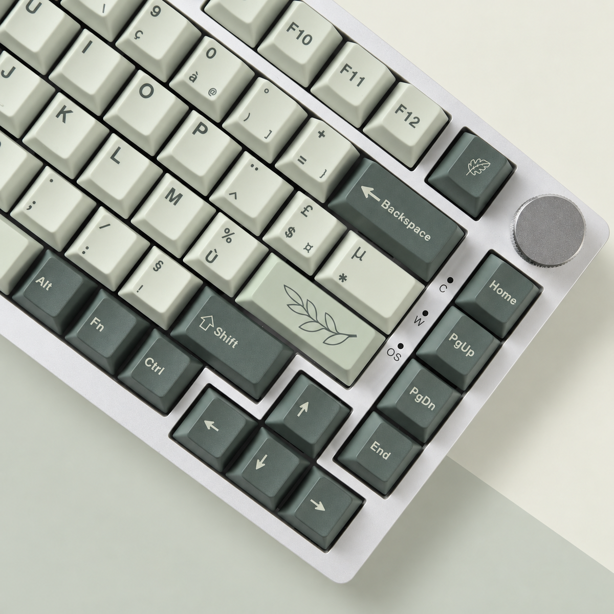 Botanical French AZERTY keycaps, right angle knob