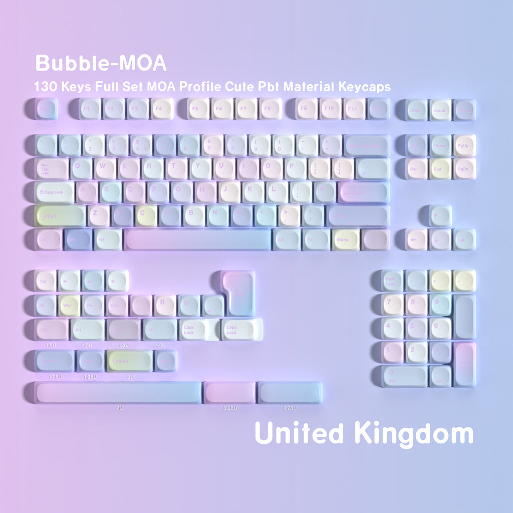 Bubble MOA 130-Key PBT Keycap Set — UK QWERTY keyboard layout