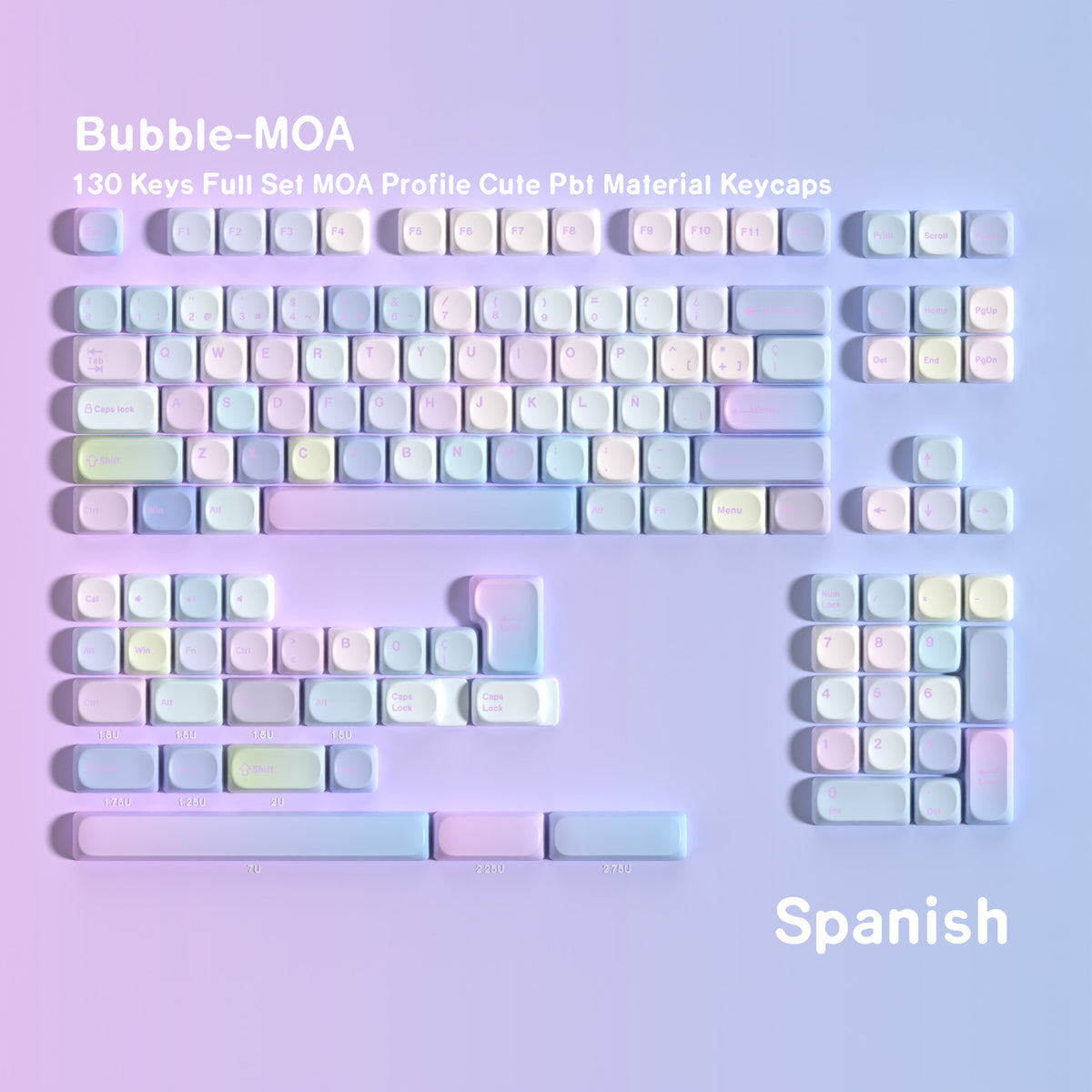 Bubble MOA 130-Key PBT Keycap Set — Spanish / ES keyboard layout