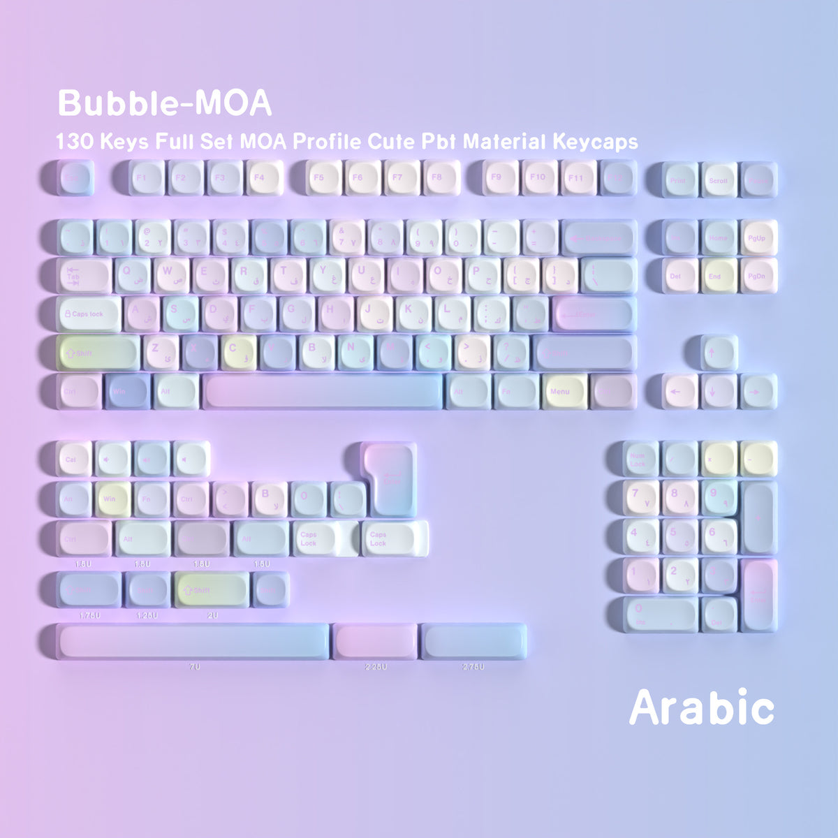 Bubble MOA 130-Key PBT Keycap Set — Arabic keyboard layout