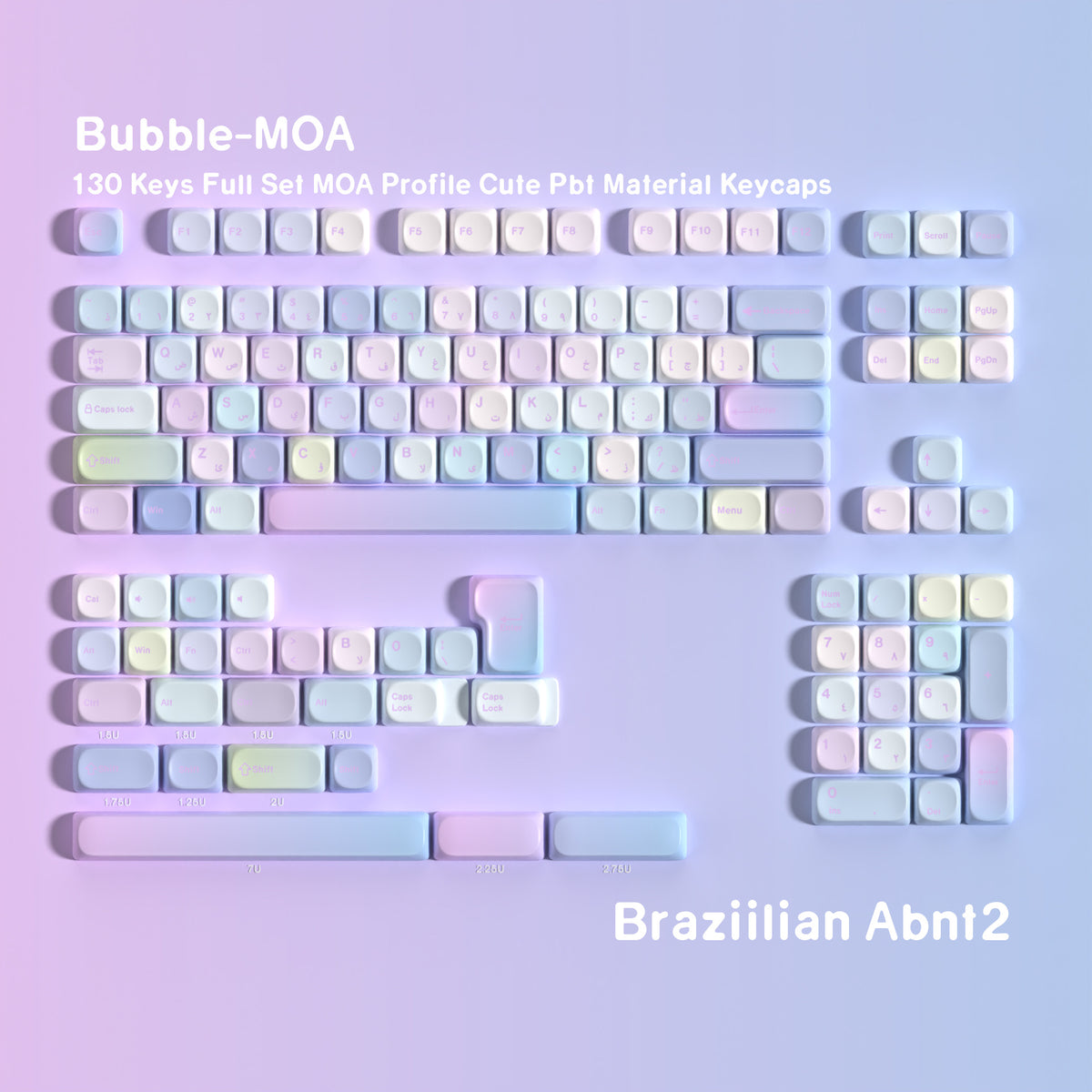 Bubble MOA 130-Key PBT Keycap Set — Portuguese / Brazilian ABNT2 keyboard layout