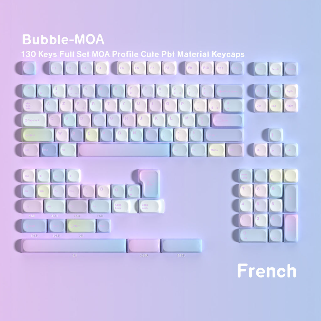 Bubble MOA 130-Key PBT Keycap Set — French AZERTY keyboard layout