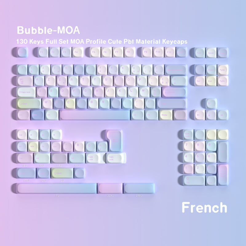 Bubble MOA 130-Key PBT Keycap Set — French AZERTY keyboard layout