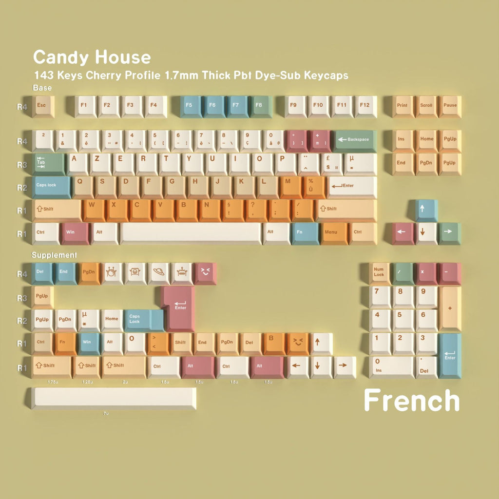 SIMPOCUBIC Candy House Dye-sub PBT Keycap Set French root layout option