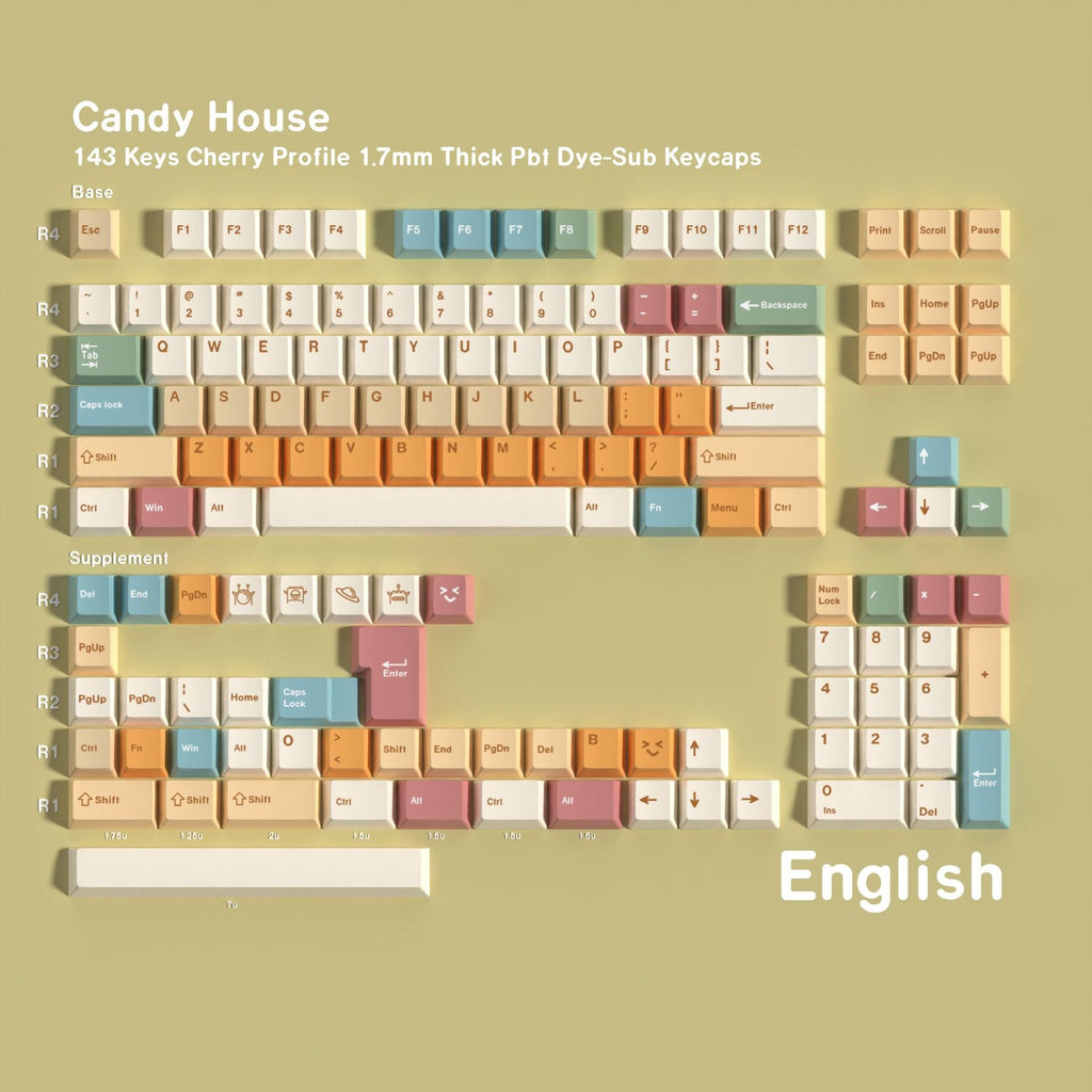 SIMPOCUBIC Candy House Dye-sub PBT Keycap Set English root layout option