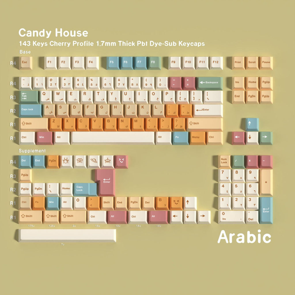 SIMPOCUBIC Candy House Dye-sub PBT Keycap Set Arabic layout option