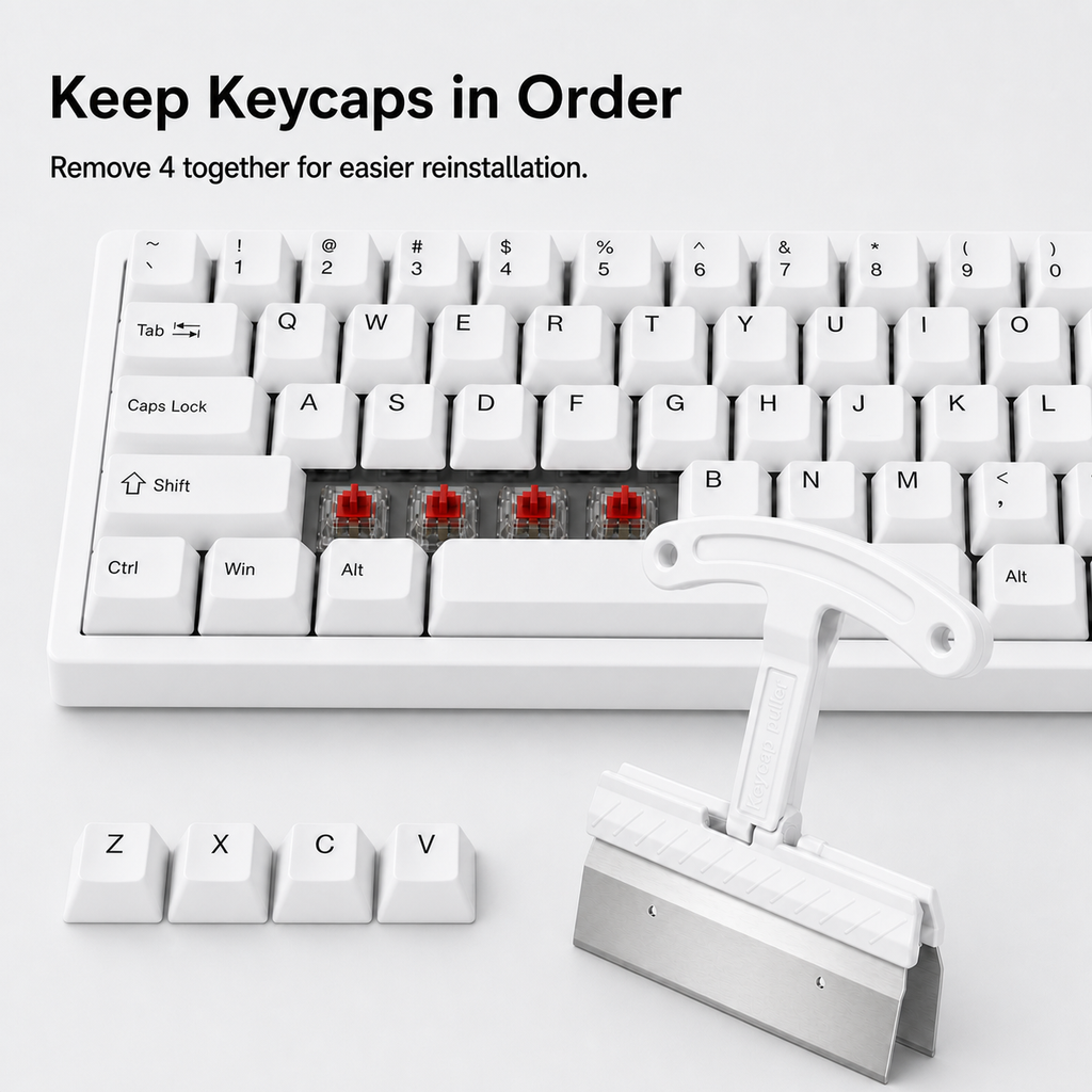 QuadPull keeps four removed keycaps aligned for easier reinstallation
