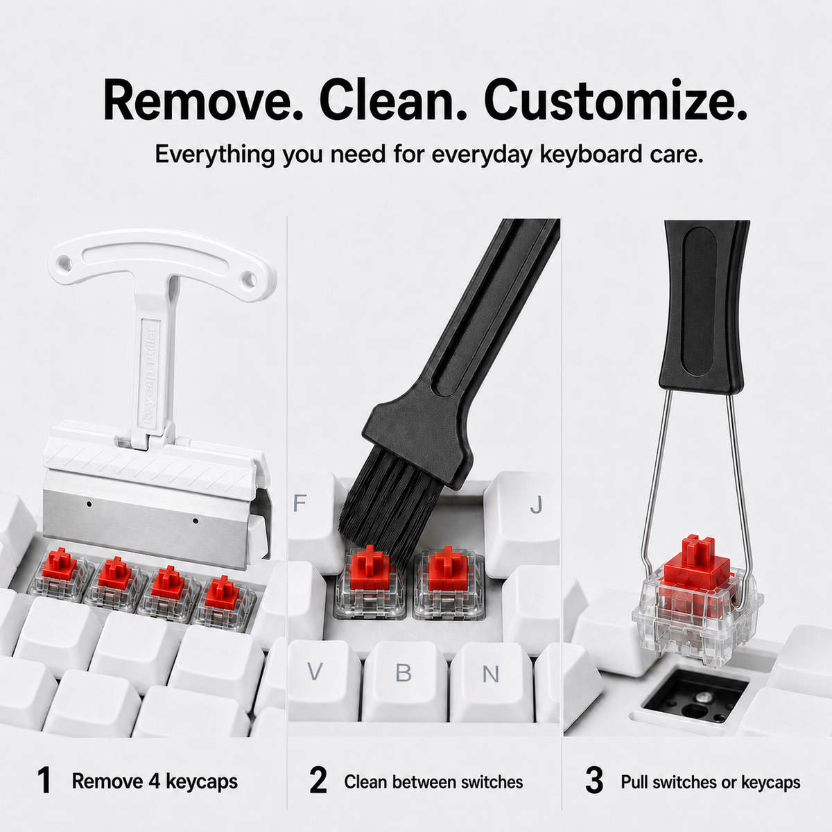 SIMPOCUBIC kit for removing keycaps, cleaning switches and pulling switches or keycaps