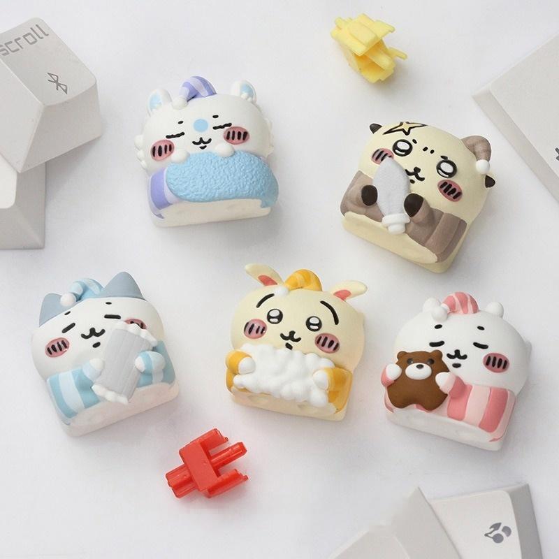 Six Chiikawa pajama character keycaps displayed together | SIMPOCUBIC