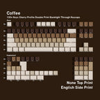SIMPOCUBIC Coffee Shine-through PBT Cherry Keycap Set Side engraving only layout option