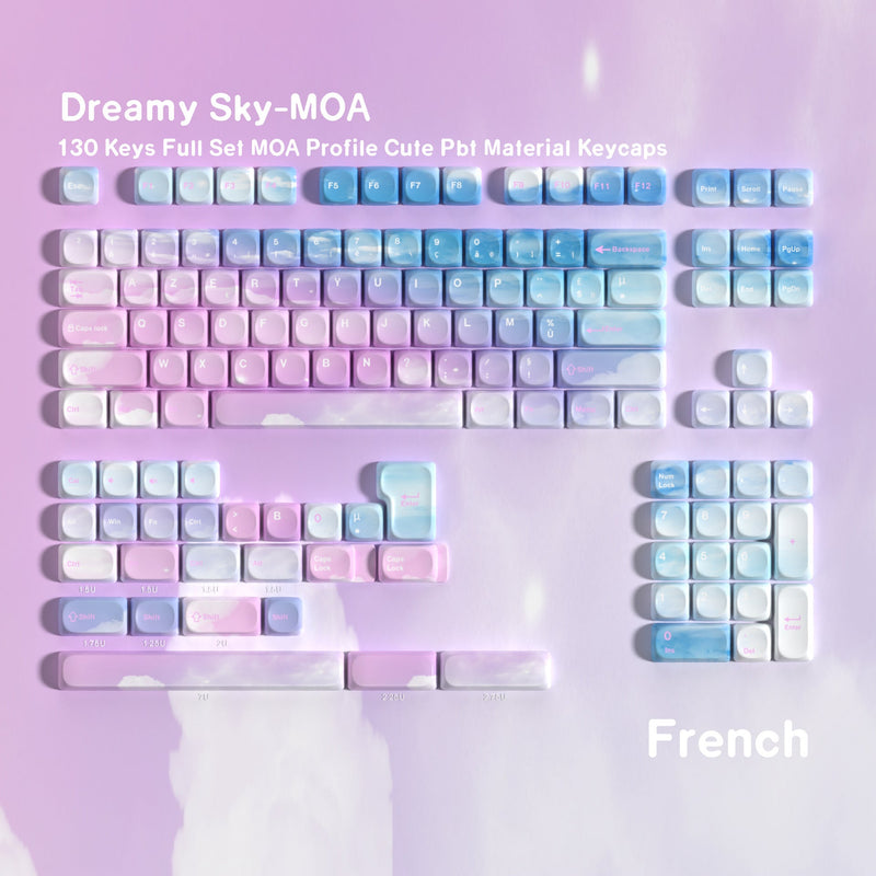 SIMPOCUBIC Dreamy MOA PBT Keycap Set French layout option