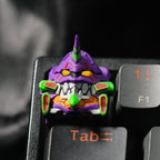 Evangelion Unit-01 keycap fitted on a black keyboard | SIMPOCUBIC