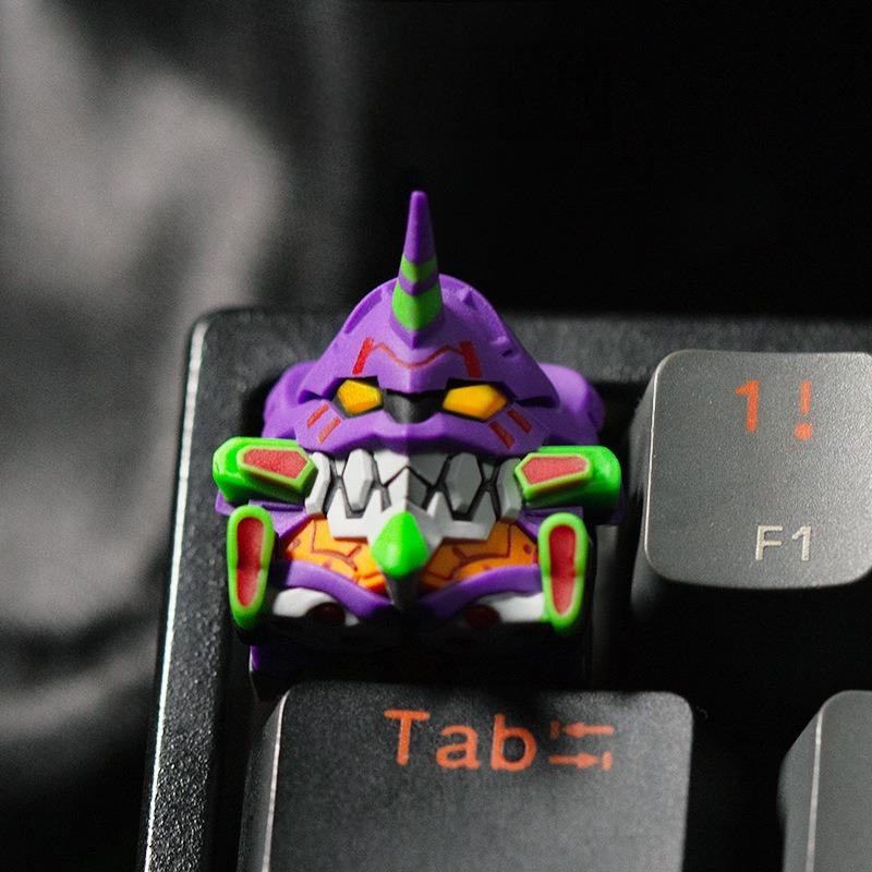 Evangelion Unit-01 keycap fitted on a black keyboard | SIMPOCUBIC