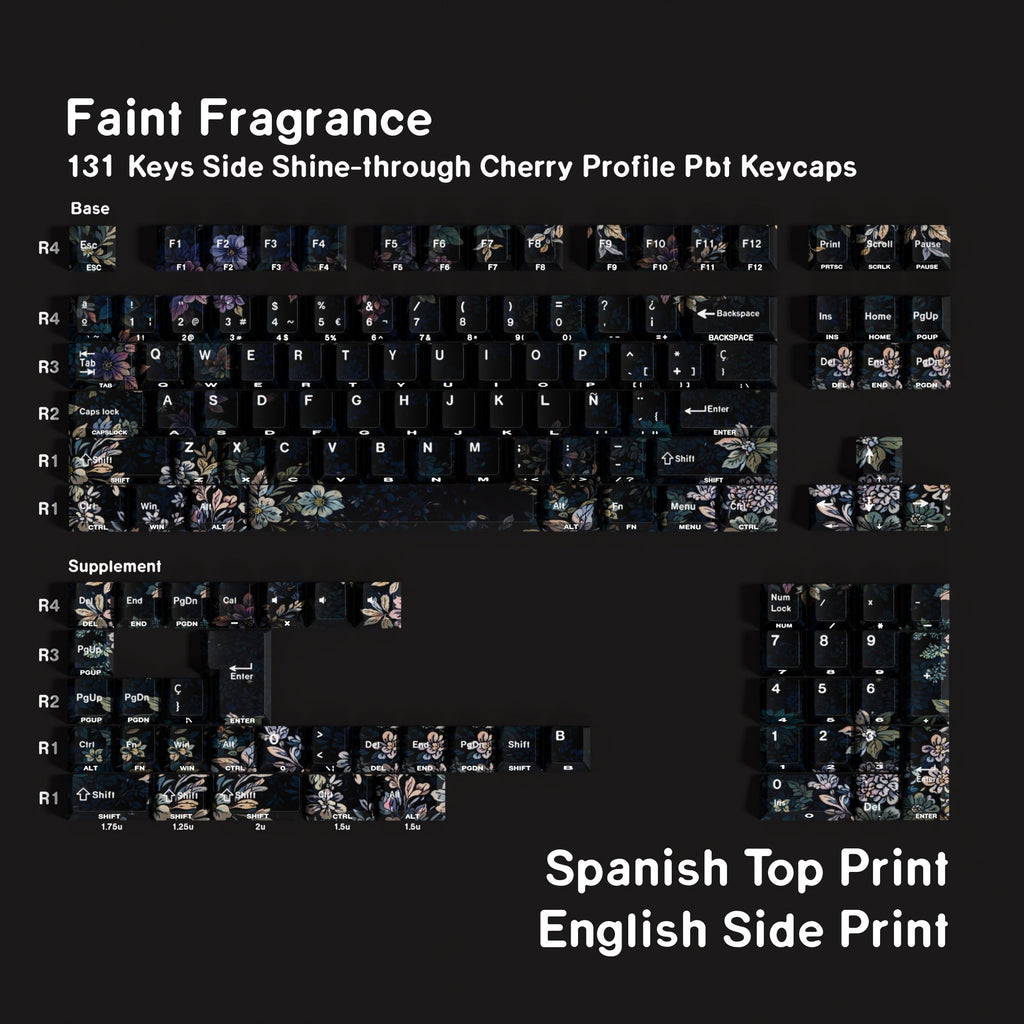 SIMPOCUBIC Faint Fragrance Side-printed PBT Cherry Keycap Set Spanish double layout option