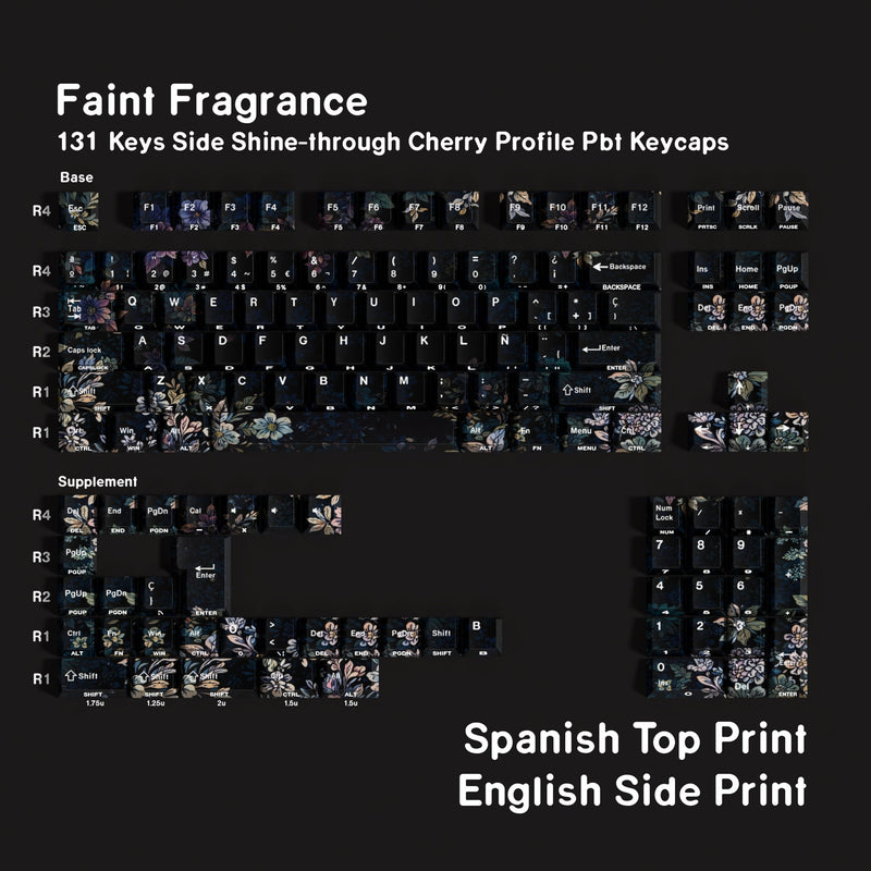 SIMPOCUBIC Faint Fragrance Side-printed PBT Cherry Keycap Set Spanish double layout option