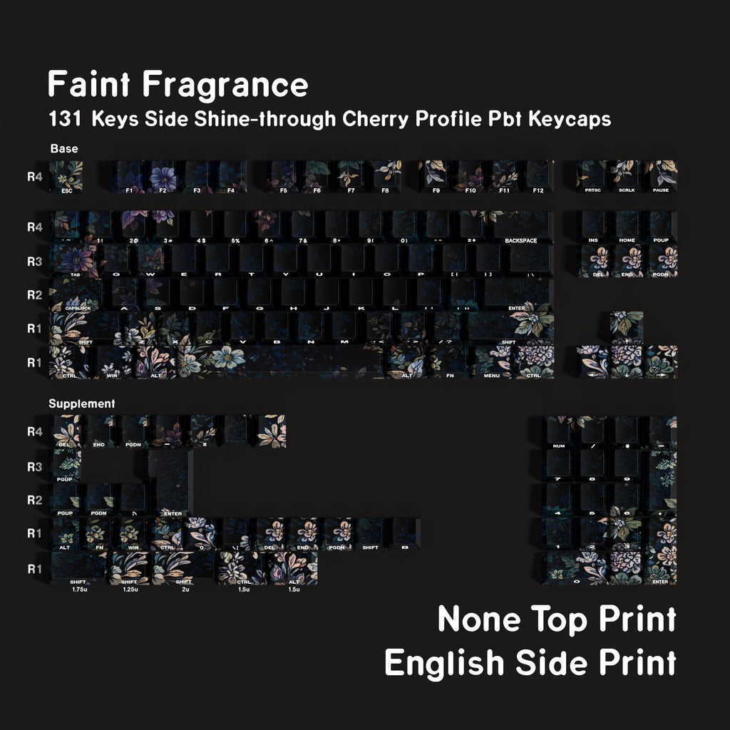 SIMPOCUBIC Faint Fragrance Side-printed PBT Cherry Keycap Set Side engraving only layout option