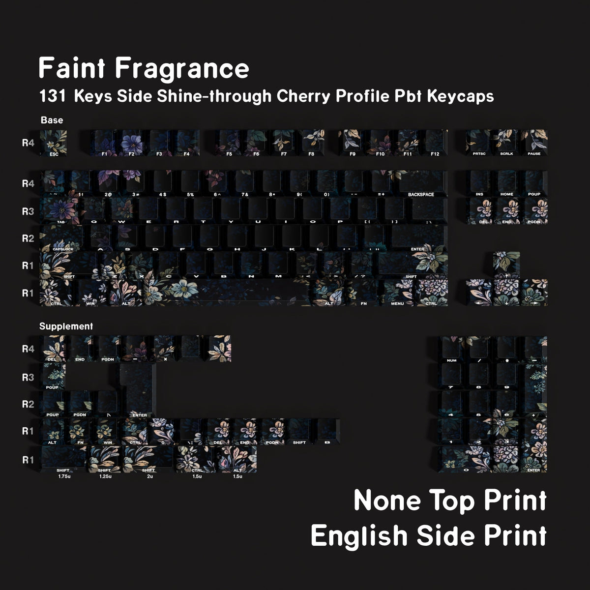 SIMPOCUBIC Faint Fragrance Side-printed PBT Cherry Keycap Set Side engraving only layout option