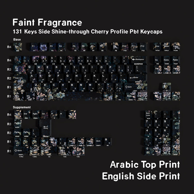 SIMPOCUBIC Faint Fragrance Side-printed PBT Cherry Keycap Set Arab double engraving layout option