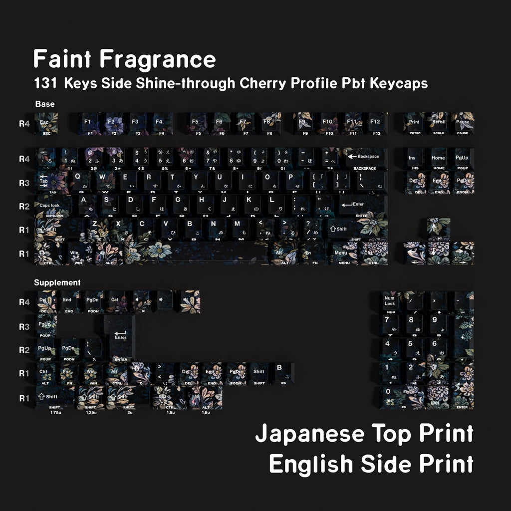 SIMPOCUBIC Faint Fragrance Side-printed PBT Cherry Keycap Set Japanese double engraving layout option