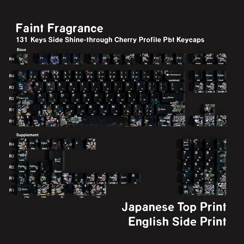 SIMPOCUBIC Faint Fragrance Side-printed PBT Cherry Keycap Set Japanese double engraving layout option