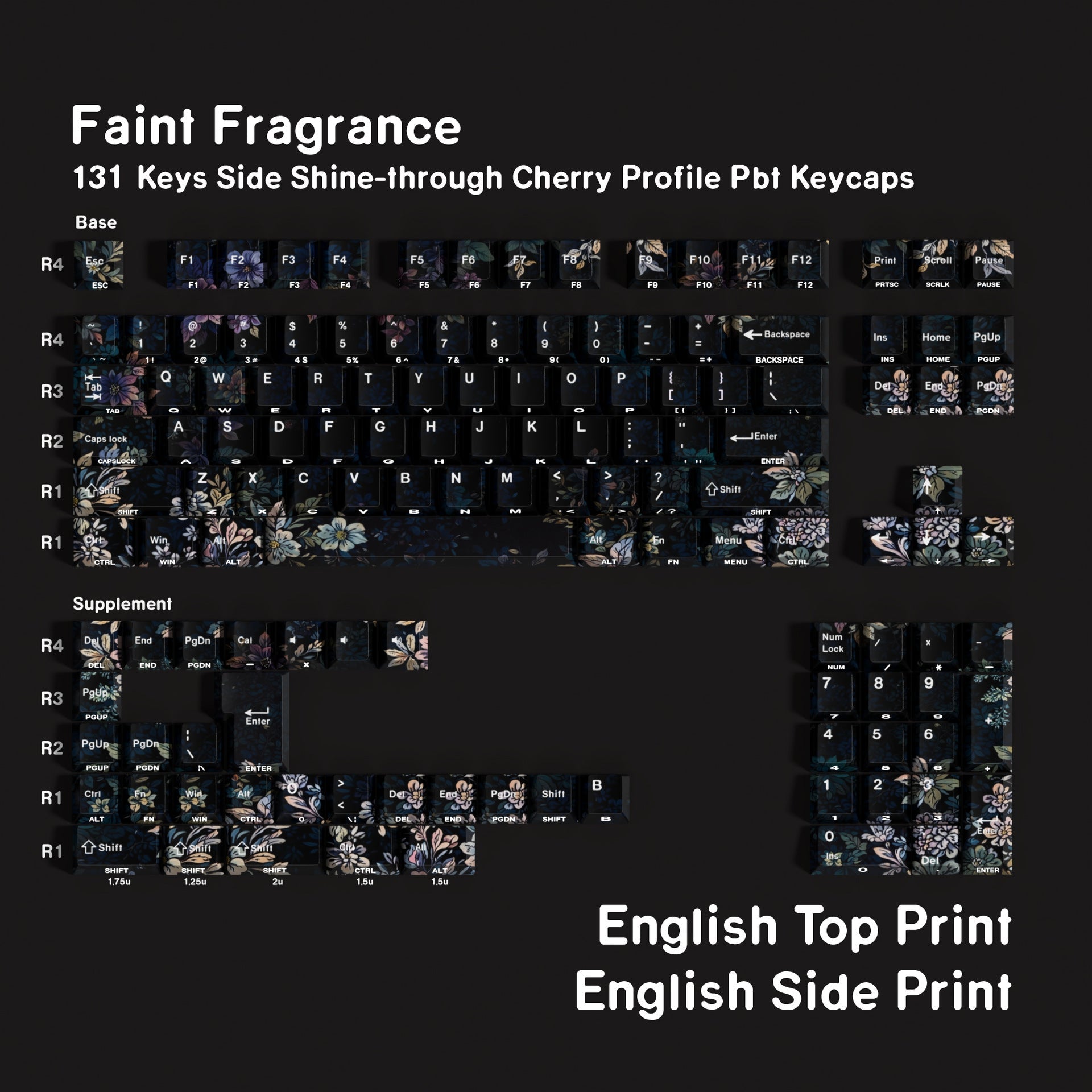 SimpoCubic Faint Fragrance Side-printed PBT Cherry Keycap Set English double engraving layout option