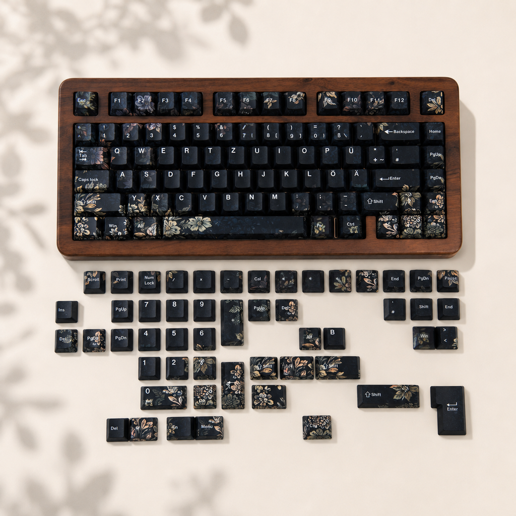 Faint Fragrance German QWERTZ keycaps, layout coverage