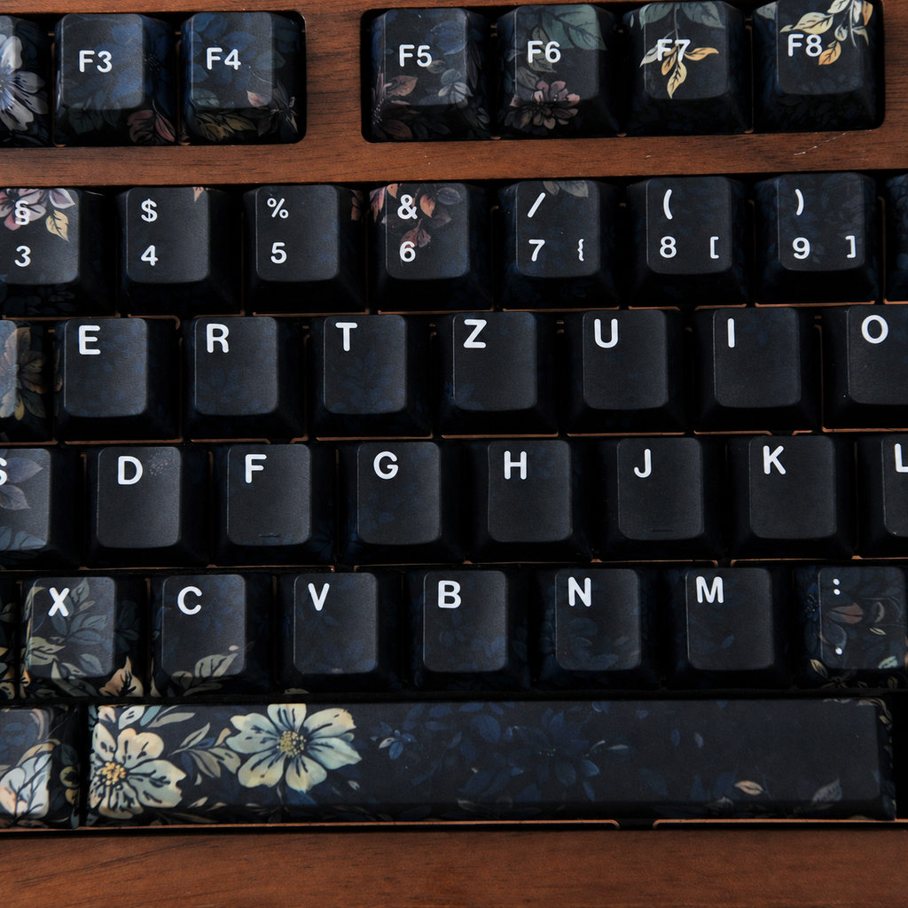 Faint Fragrance German QWERTZ keycaps, central keys detail