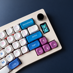 SIMPOCUBIC Fantasy MOA PBT keycaps with English legends on an Alice/Arisu keyboard, right-side detail