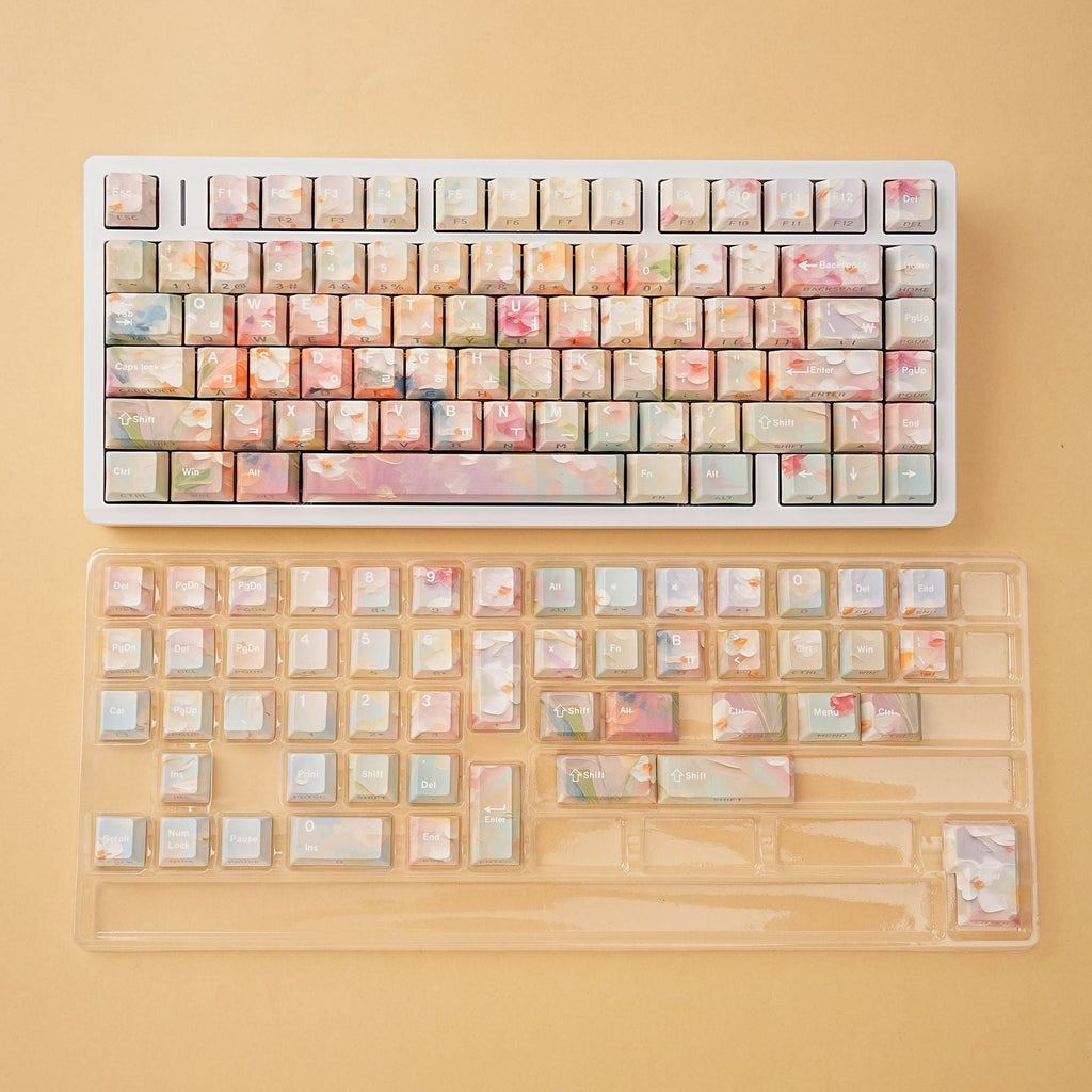 SimpoCubic Garden Shine-through PBT Cherry Keycap Set angled product view